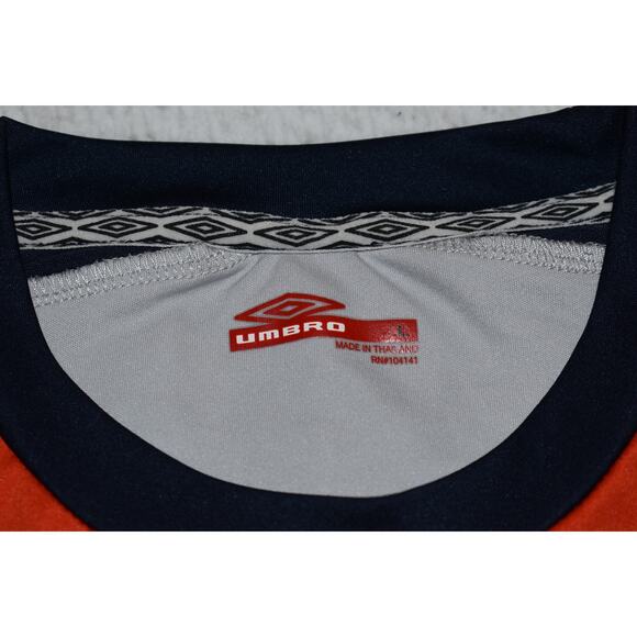 Umbro Soccer Goalie Shirt Mens Size Large Padded Elbows Polyester Orange Blue - Picture 8 of 10